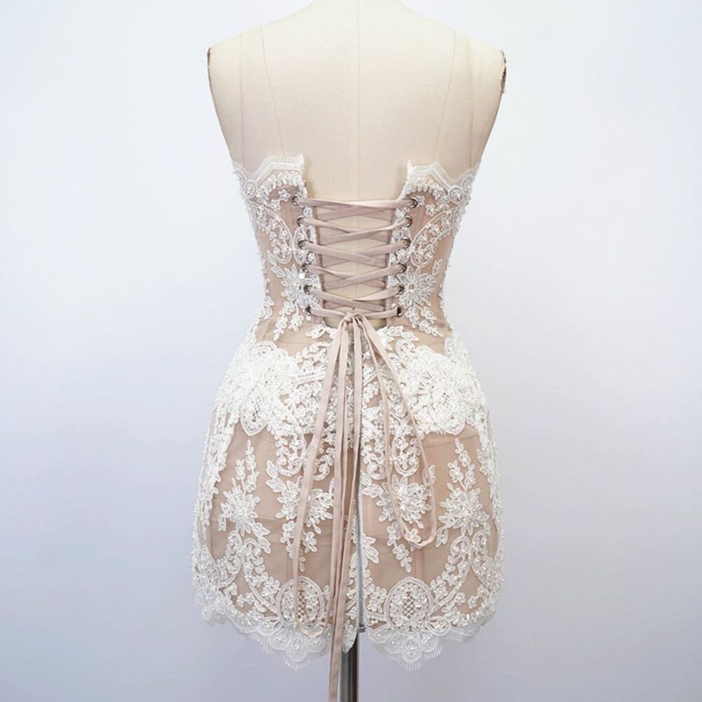 Bronx and Banco Ivory Lace Strapless Mini Dress - Picture 11 of 16